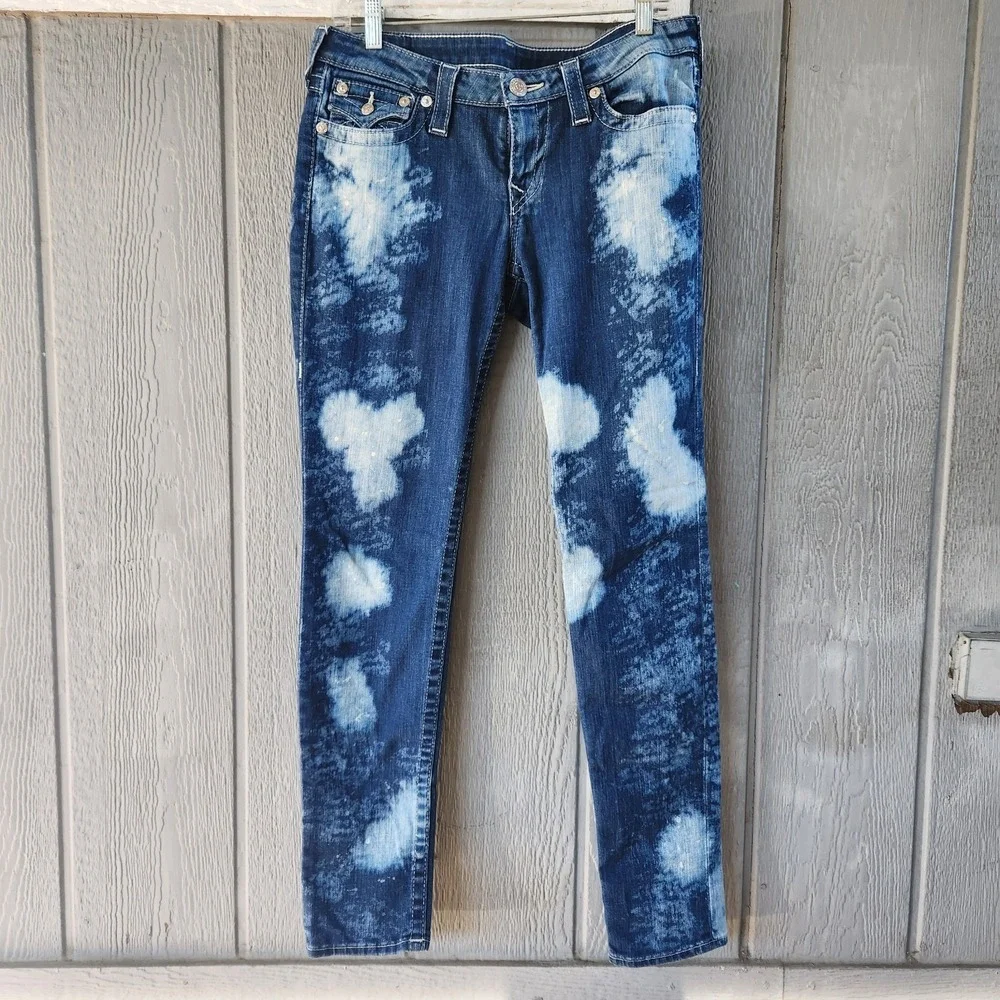True Religion Cosmic Splatter Skinny Flap Low 31 X 31 Stretch Streetwear Y2K